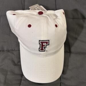 Men's White and Burgundy Hat